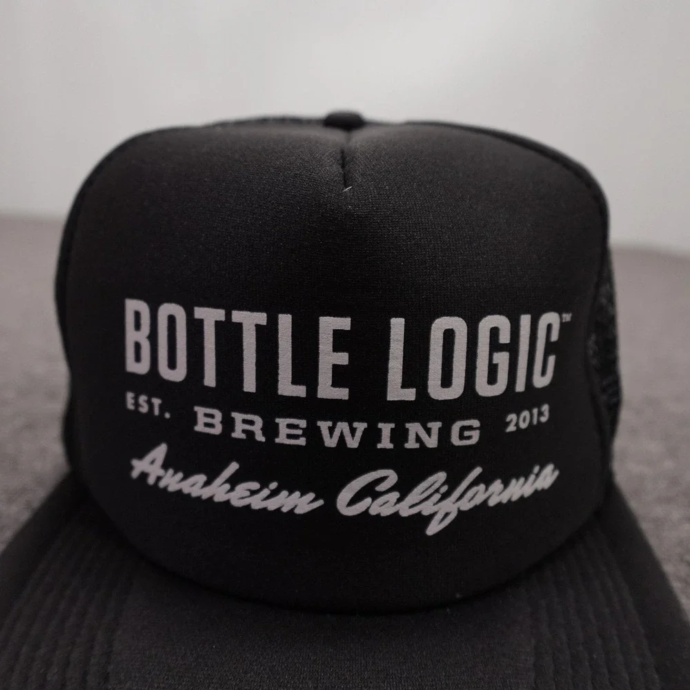 Bottle Logic Brewing Otto Hat Cap Snap Back Mens One Size Black Mesh Trucker